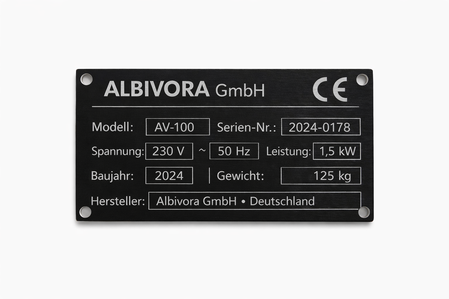 100 x 50 x 1 mm Aluminiumschilder schwarz + Löcher